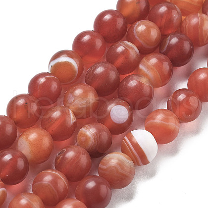 Natural Grade A Striped Agate/Banded Agate Beads Strands G-E478-03-8mm-1