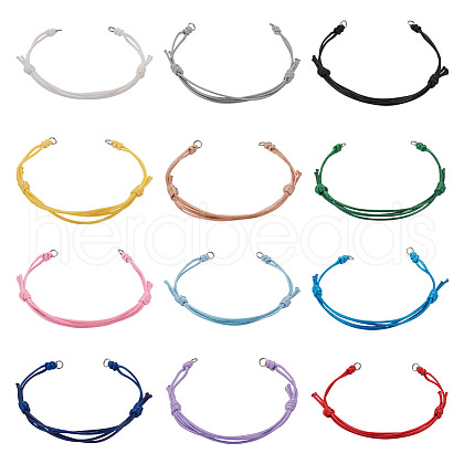 24Pcs 12 Colors Adjustable Waxed Polyester Braided Bracelet Makings AJEW-TAC00015-1