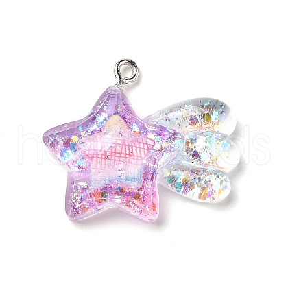 Transparent Resin Pendants RESI-H036-01B-1