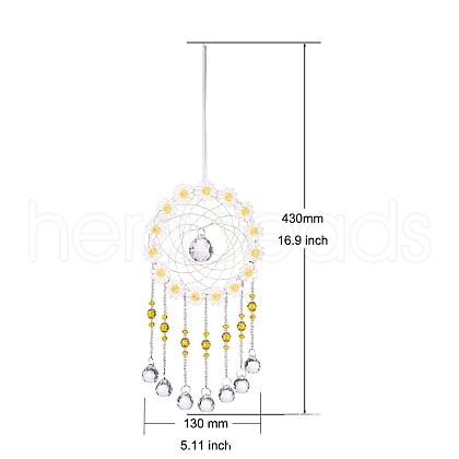 Woven Web/Net with Glass Round Pendant Decorations PW-WG61351-02-1