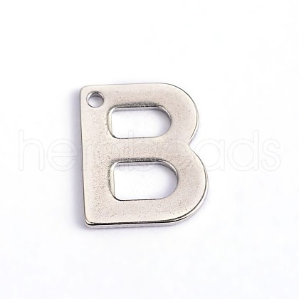 304 Stainless Steel Letter Charms X-STAS-O072-B-1