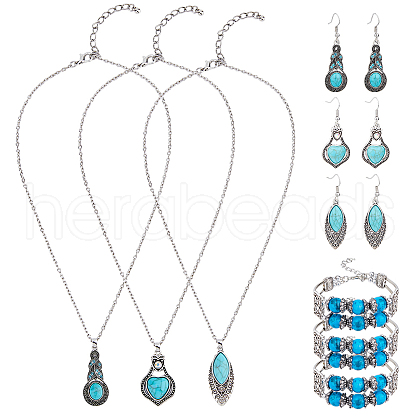 FIBLOOM Bohemian Glass & Plastic Beaded Jewelry Set SJEW-FI0001-29-1