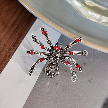 Spider Alloy Rhinestone Brooches PW-WGE0650-01-1