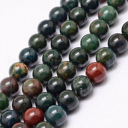 Natural Indian Bloodstone Beads Strands G-P257-07-10mm-1