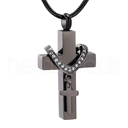 Stainless Steel Cremation Box Pet Memorial Pendant Round Snake Chain Necklaces PW-WG48985-04-1
