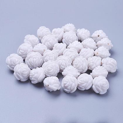 White Flower Acrylic Beads X-MACR-S635-16mm-2-1