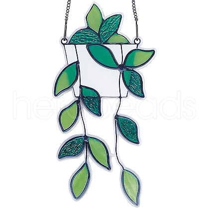 Gorgecraft 1 Set Plant Acrylic Leaf Window Hanging Decorations AJEW-GF0009-95-1