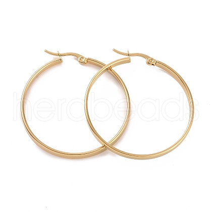 201 Stainless Steel Big Hoop Earrings with 304 Stainless Steel Pins for Women EJEW-E146-07G-B-1