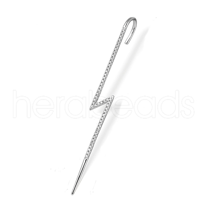 S925 Sterling Silver Rhinestone Lightning Bolt Cuff Earrings JO6413-4-1