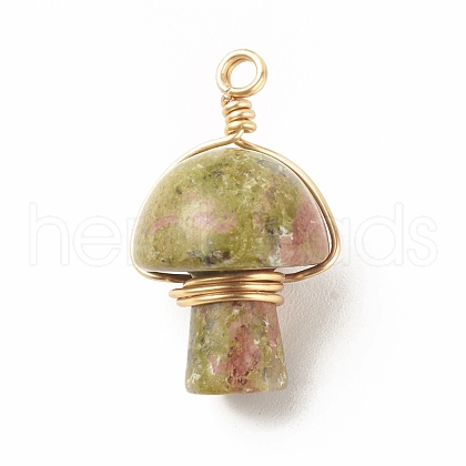 Natural Unakite Pendants PALLOY-JF01134-02-1