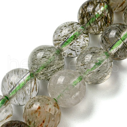 Natural Green Rutilated Quartz Beads Strands G-A219-A03-03-1