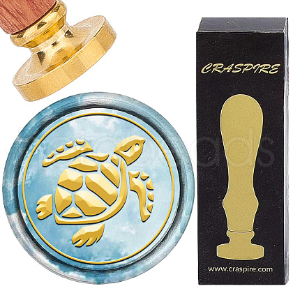 Brass Wax Seal Stamps with Wood Handle AJEW-WH0412-0327-1