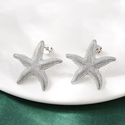 Brass Stud Earrings EJEW-R032-06P-1