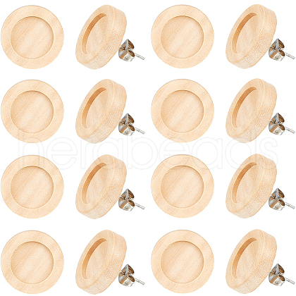 SUNNYCLUE 40Pcs Wooden Stud Earring Findings FIND-SC0008-96A-1