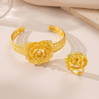 Flower Alloy Cuff Bangles & Rings Sets FS-WG06BDC-02-1
