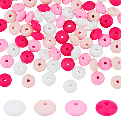 DICOSMETIC 80Pcs 2 Bags Rondelle Food Grade Eco-Friendly Silicone Focal Beads SIL-DC0001-39A-1