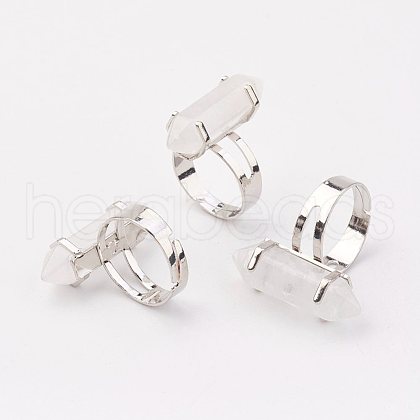 Natural Quartz Crystal Finger Rings RJEW-P120-D05-1