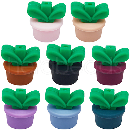 SOFPLATE 10 Colors Plant Food Grade Eco-Friendly Silicone Focal Beads SIL-SP0001-11-1
