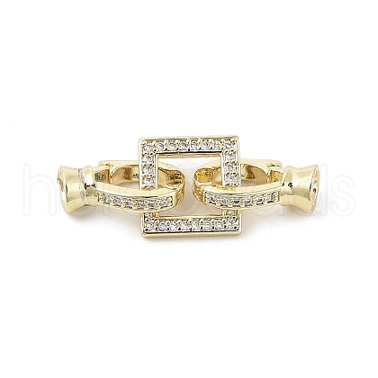 Brass Micro Pave Clear Cubic Zirconia Fold Over Clasps KK-U059-18G-1