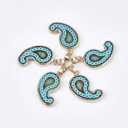 Electroplate Synthetic Turquoise Pendants X-G-S344-77-1