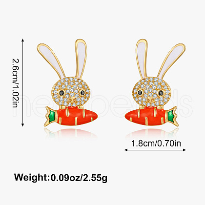 Rabbit Brass Micro Pave Clear Cubic Zirconia Stud Earrings FS-WGF953E-02-1