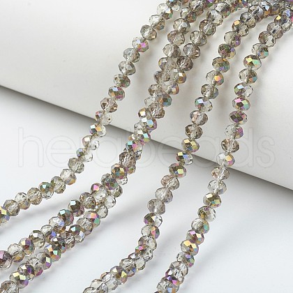 Electroplate Transparent Glass Beads Strands EGLA-A034-T3mm-R16-1