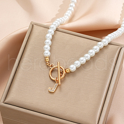 Alloy Crystal Rhinestone Letter Pendant Necklaces FS-WG0709C-05-1