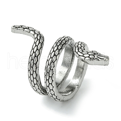 Snake Alloy Wrap Open Cuff Rings RJEW-K275-77AS-1