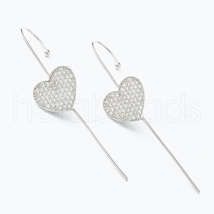 Brass Micro Pave Clear Cubic Zirconia Ear Wrap Crawler Hook Earrings EJEW-H125-06P-1