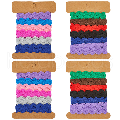 Gorgecraft 4 Cards 2 Styles  Polyester Wavy Fringe Trim Ribbon DIY-GF0009-48A-1
