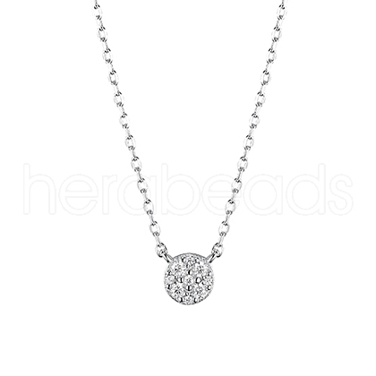 S925 Sterling Silver Micro Pave Clear Cubic Zirconia Round Pendant Necklaces for Women SA9536-3-1