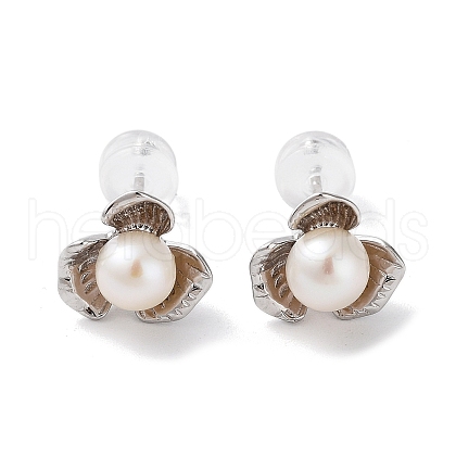 Natural Pearl Stud Earrings for Women EJEW-C083-07E-P-1