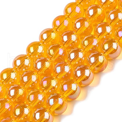 Electroplate Transparent Glass Beads Strands GLAA-T032-T8mm-AB11-1