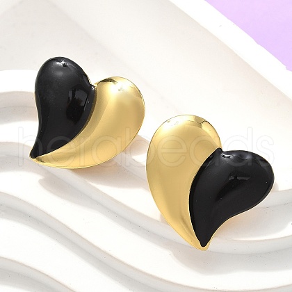 Heart 304 Stainless Steel Stud Earrings EJEW-A130-01G-01-1