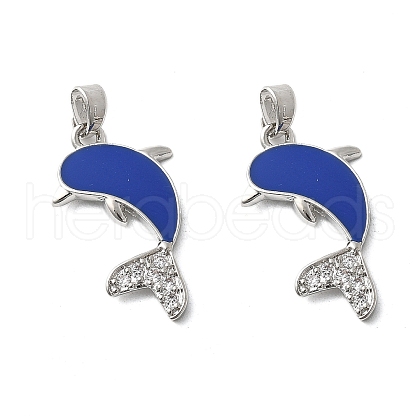 Brass Micro Pave Cubic Zirconia with Enamel Pendants KK-Z103-08P-01-1