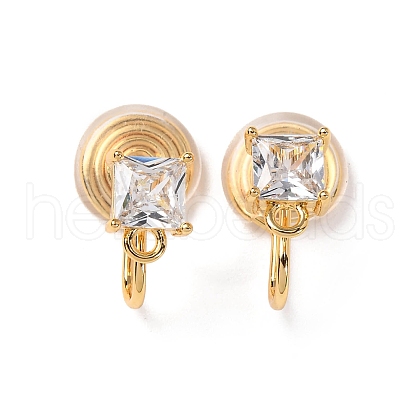Brass Micro Pave Cubic Zirconia Ear Cuff Findings KK-F898-15B-G-1