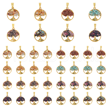 32Pcs 8 Colors Tibetan Style Alloy Pendants PALLOY-FH00018-1