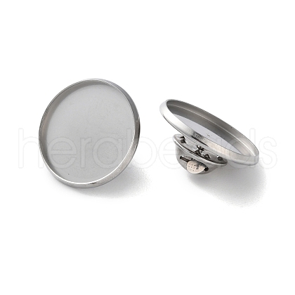 304 Stainless Steel Flat Round Brooch Brooch Base Settings STAS-S172-10B-P-1