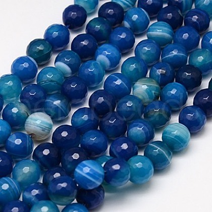 Natural Stripe Agate Beads Strands G-G581-10mm-05-1