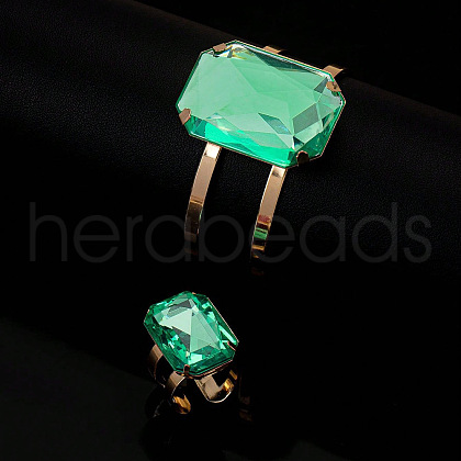 Rectangle Alloy & Acrylic Cuff Bangle & Cuff Rings Sets FS-WG08A36-06-1