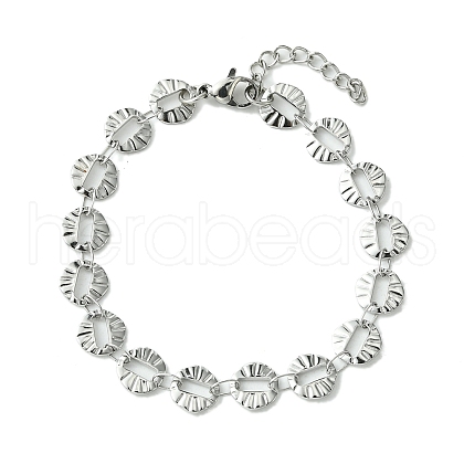 Non-Tarnish 304 Stainless Steel Round Link Bracelets for Women BJEW-A007-01P-1