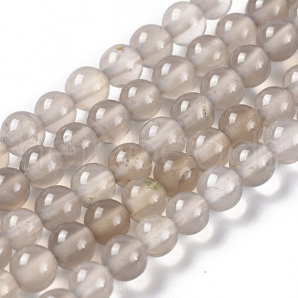 Natural Gray Agate Bead Strands X-G-R193-12-4mm-1