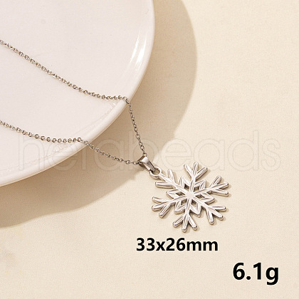 Stainless Steel Snowflake Pendant Necklace XM4050-9-1