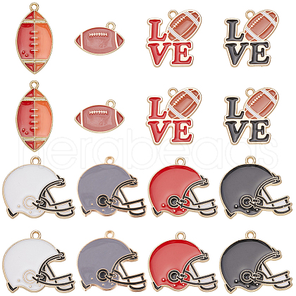 SUNNYCLUE 32Pcs 8 Styles Rugby Themed Alloy Enamel Pendants Sets ENAM-SC0005-15-1