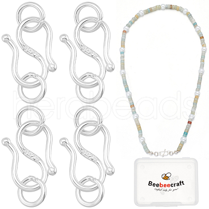 Beebeecraft 4Pcs 925 Sterling Silver Hook and S-Hook Clasps STER-BBC0007-04-1