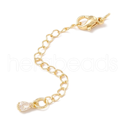 Brass Micro Pave Cubic Zirconia Chain Extender KK-C238-06G-1