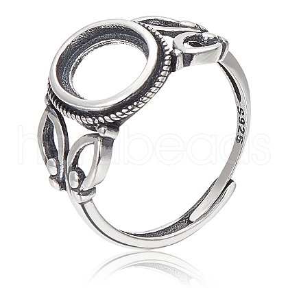 Beebeecraft 1Pc 925 Sterling Silver Adjustable Ring Findings STER-BBC0006-02-1