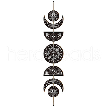 Moon Phase Wood Hanging Wall Decorations HJEW-WH0054-009-1