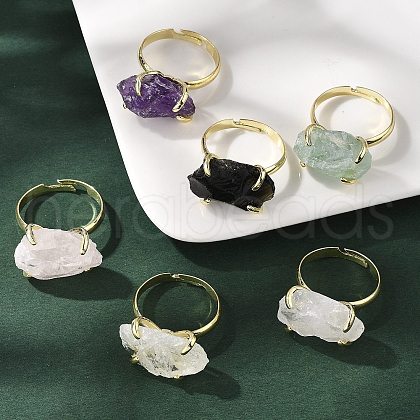 Natural Mixed Stone Finger Rings RJEW-B122-01G-1