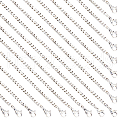 SUNNYCLUE 12Pcs 201 Stainless Steel Box Chain Necklaces Set NJEW-SC0001-16-1
